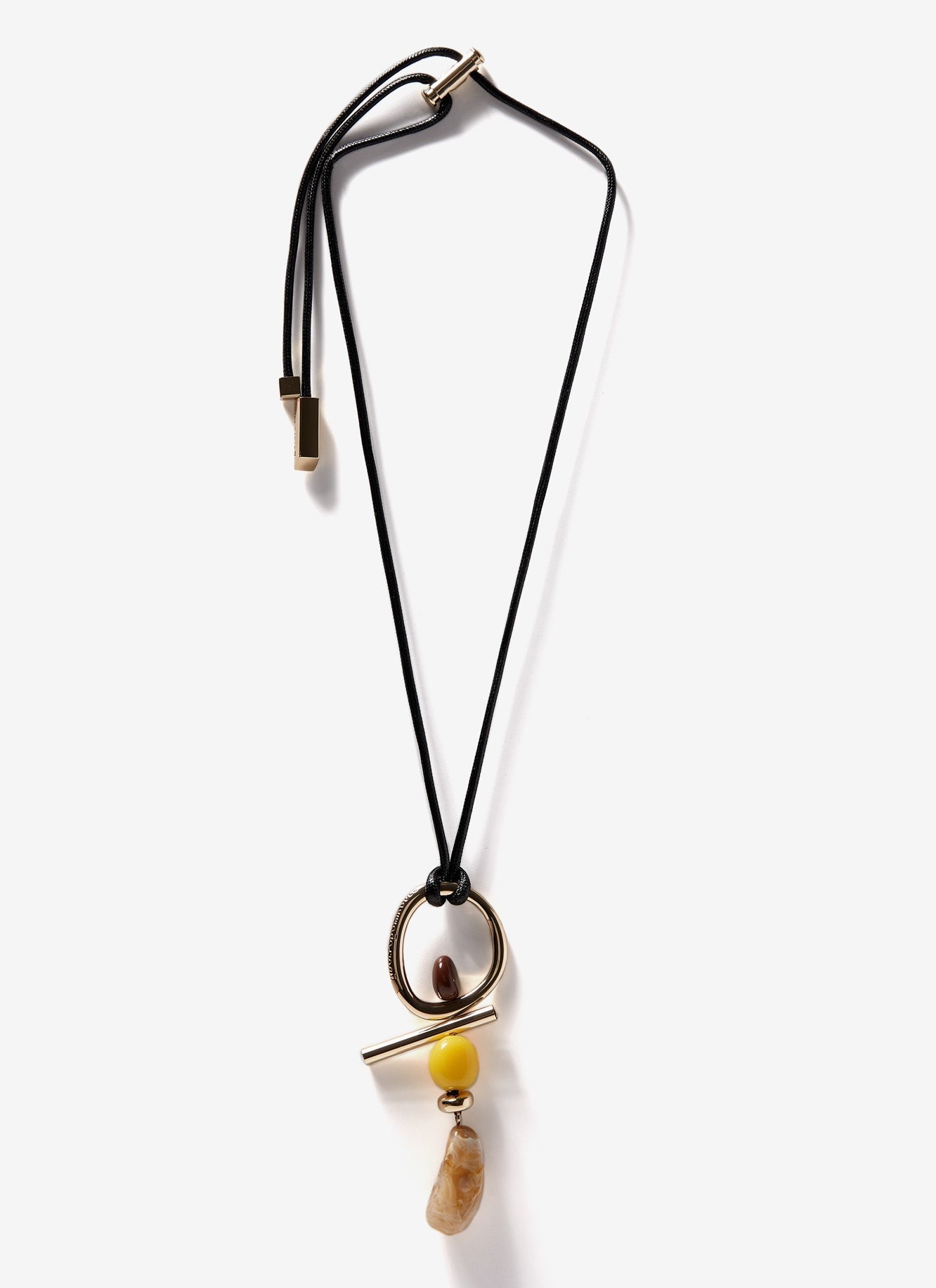 Women Necklace | Taupe Long Necklace With Resin Pieces by Spanish designer Adolfo Dominguez