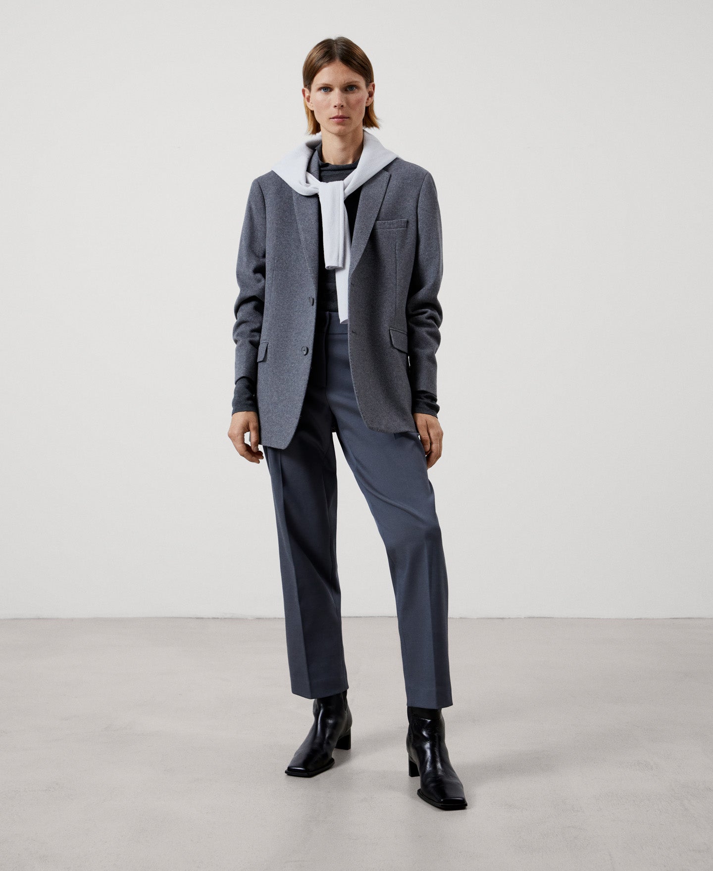 Women Trousers | Taupe Organic Cotton Trousers With Darts by Spanish designer Adolfo Dominguez