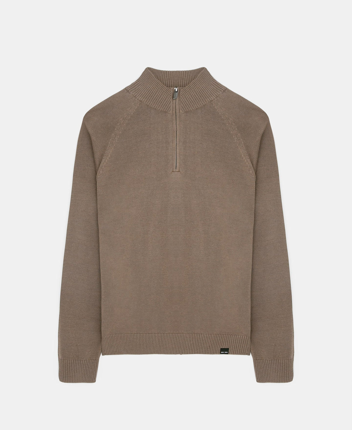 Men Jersey | Taupe Perkins Neck Sweater by Spanish designer Adolfo Dominguez
