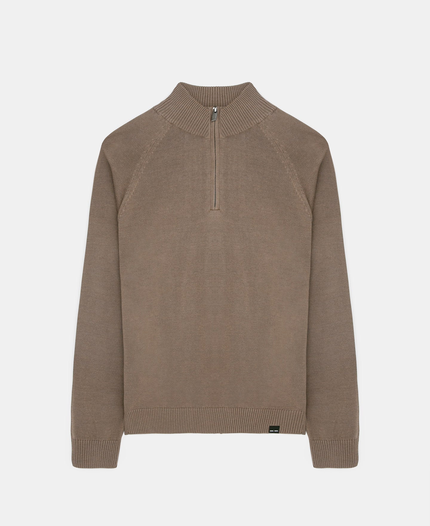 Men Jersey | Taupe Perkins Neck Sweater by Spanish designer Adolfo Dominguez
