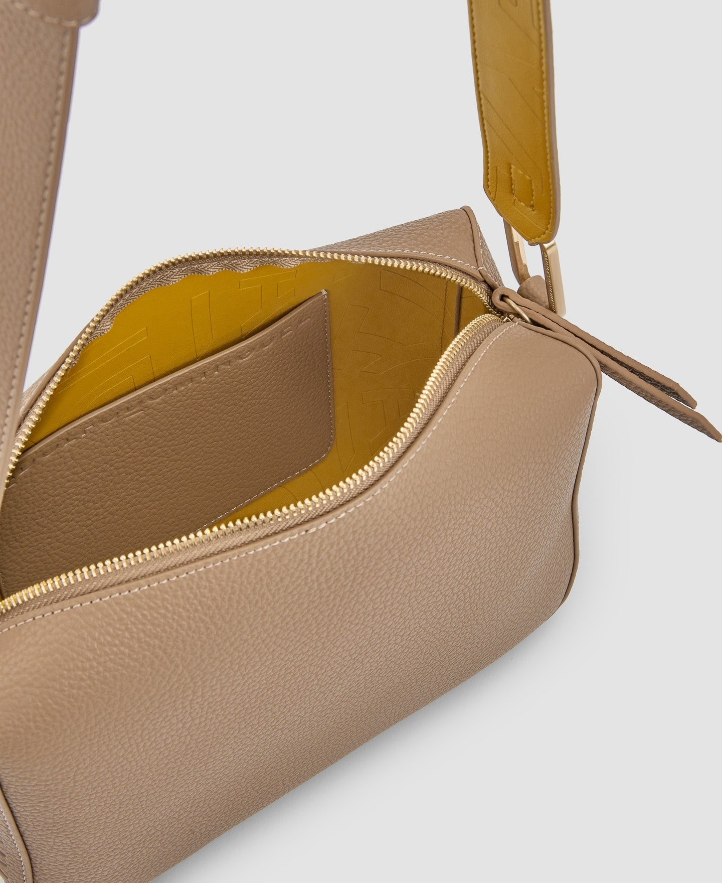 Women Bags | Taupe Recycled Material Shoulder Bag by Spanish designer Adolfo Dominguez