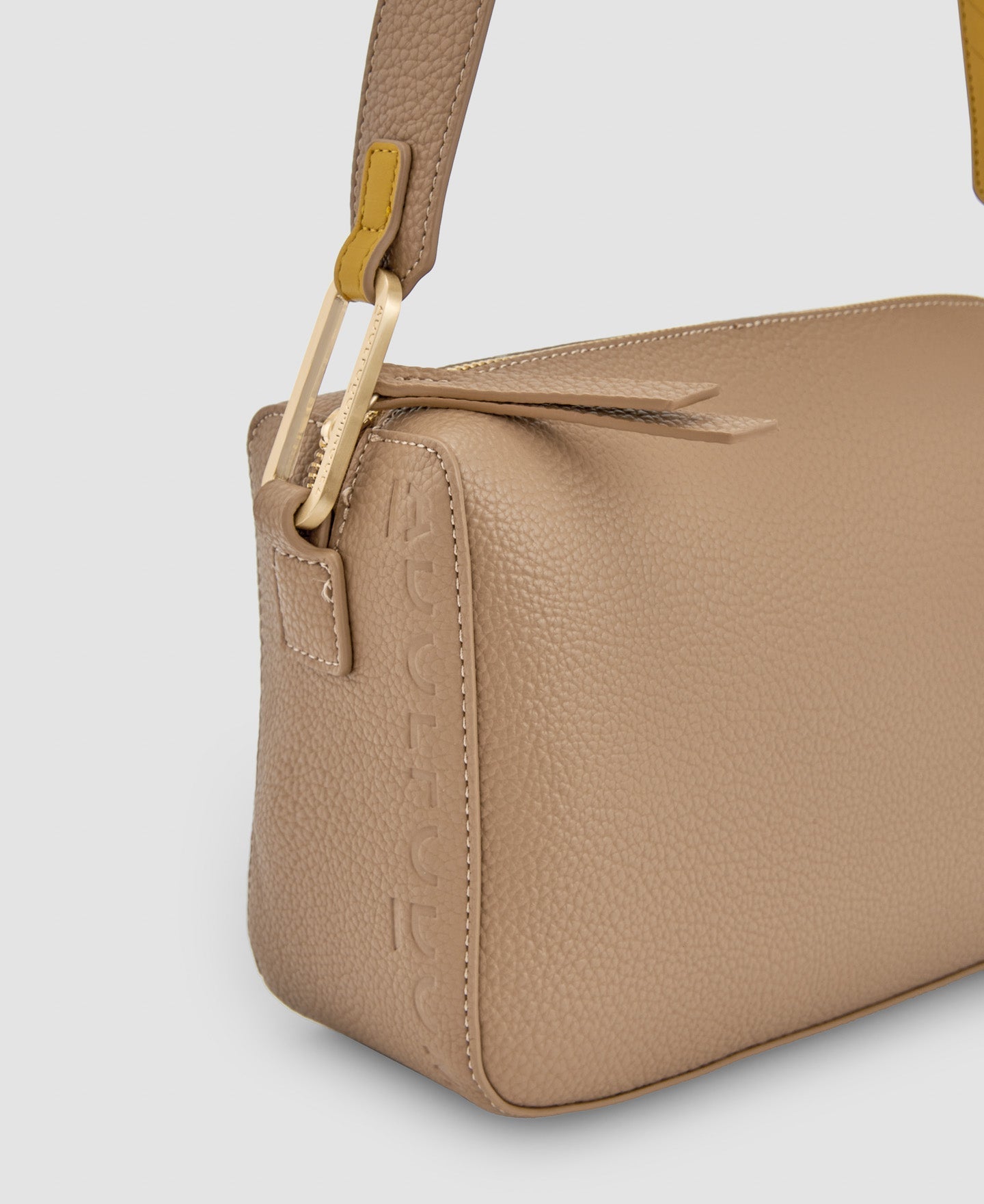 Women Bags | Taupe Recycled Material Shoulder Bag by Spanish designer Adolfo Dominguez