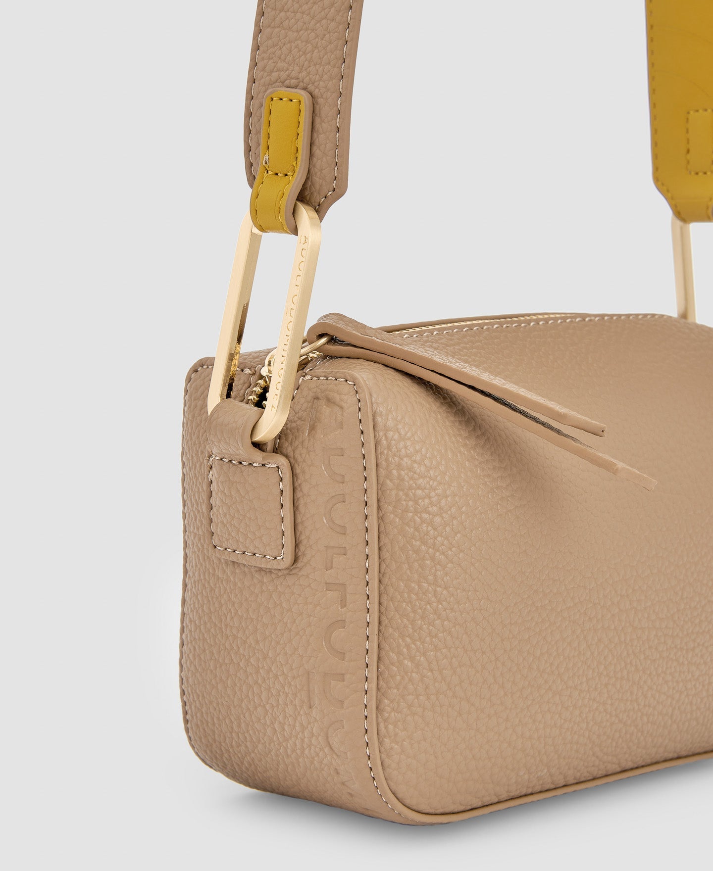 Women Bags | Taupe Recycled Materials Shoulder Bag by Spanish designer Adolfo Dominguez