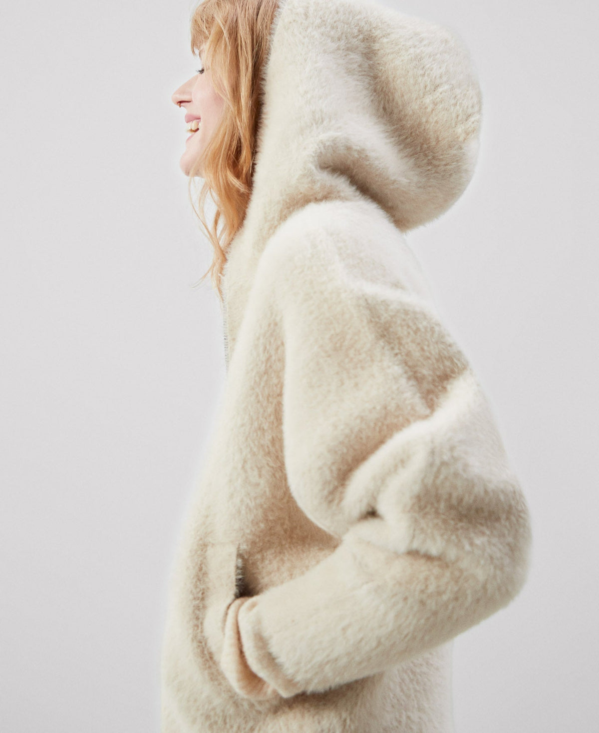 Women Knit Jacket | Taupe/Beige Jacket by Spanish designer Adolfo Dominguez