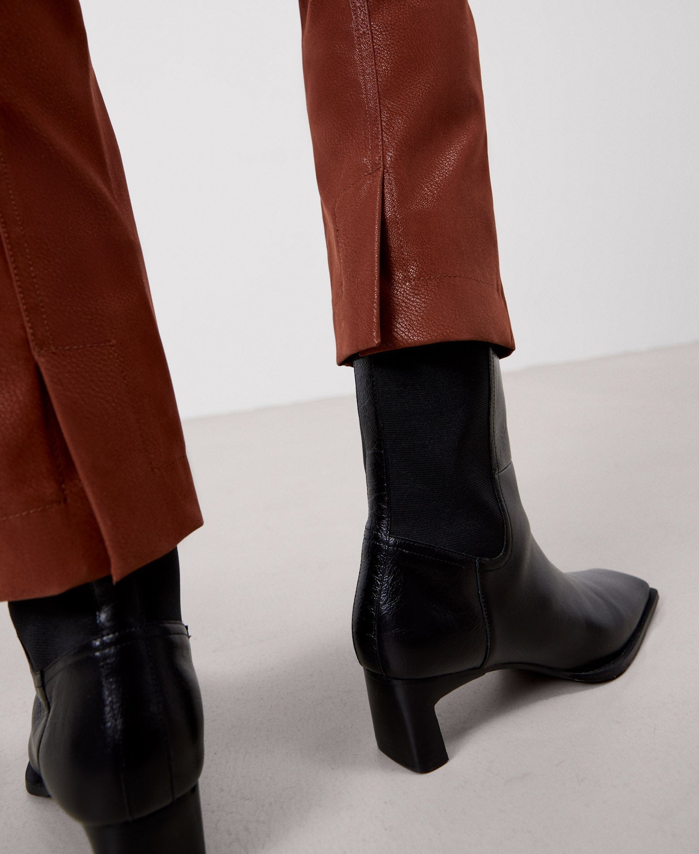 Women Trousers | Terracotta Vegan Suede High Rise Trousers by Spanish designer Adolfo Dominguez