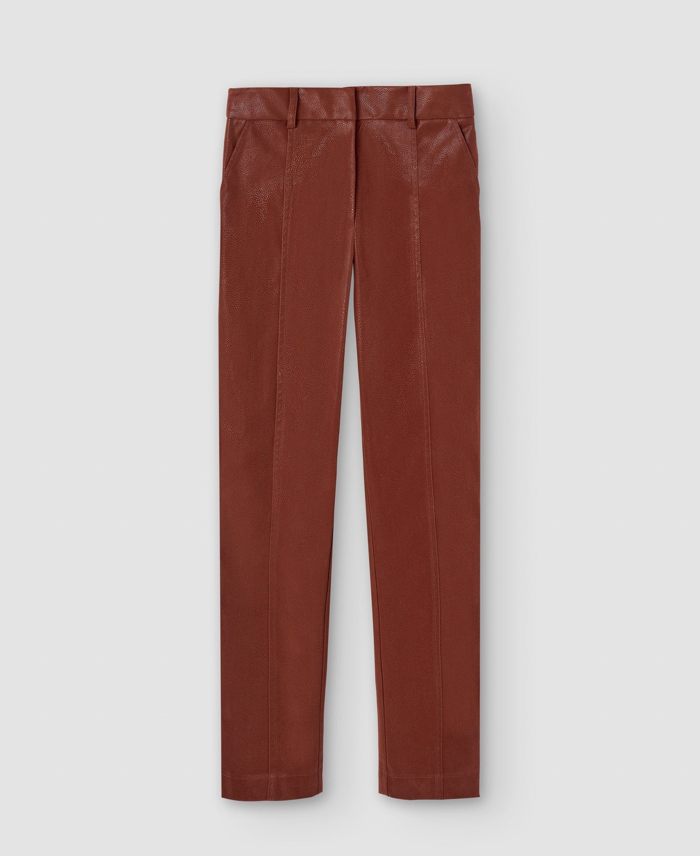 Women Trousers | Terracotta Vegan Suede High Rise Trousers by Spanish designer Adolfo Dominguez