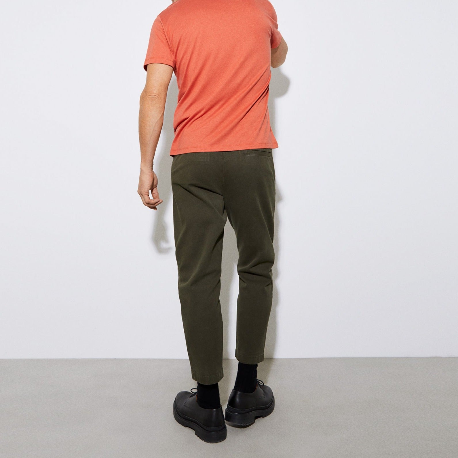 Men T-Shirt (Short Sleeve) | Tile Red Lyocell Crew Neck T-Shirt by Spanish designer Adolfo Dominguez