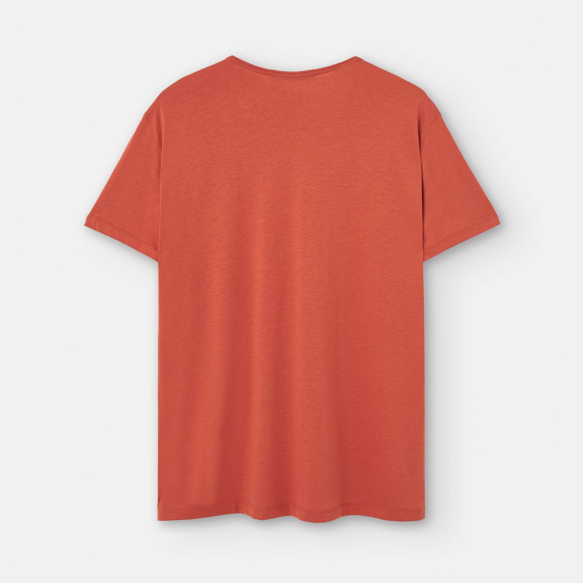 Men T-Shirt (Short Sleeve) | Tile Red Lyocell Crew Neck T-Shirt by Spanish designer Adolfo Dominguez