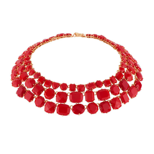 Triple Row La Diamantine 49Cm Vermillion Red Necklace | afld3171