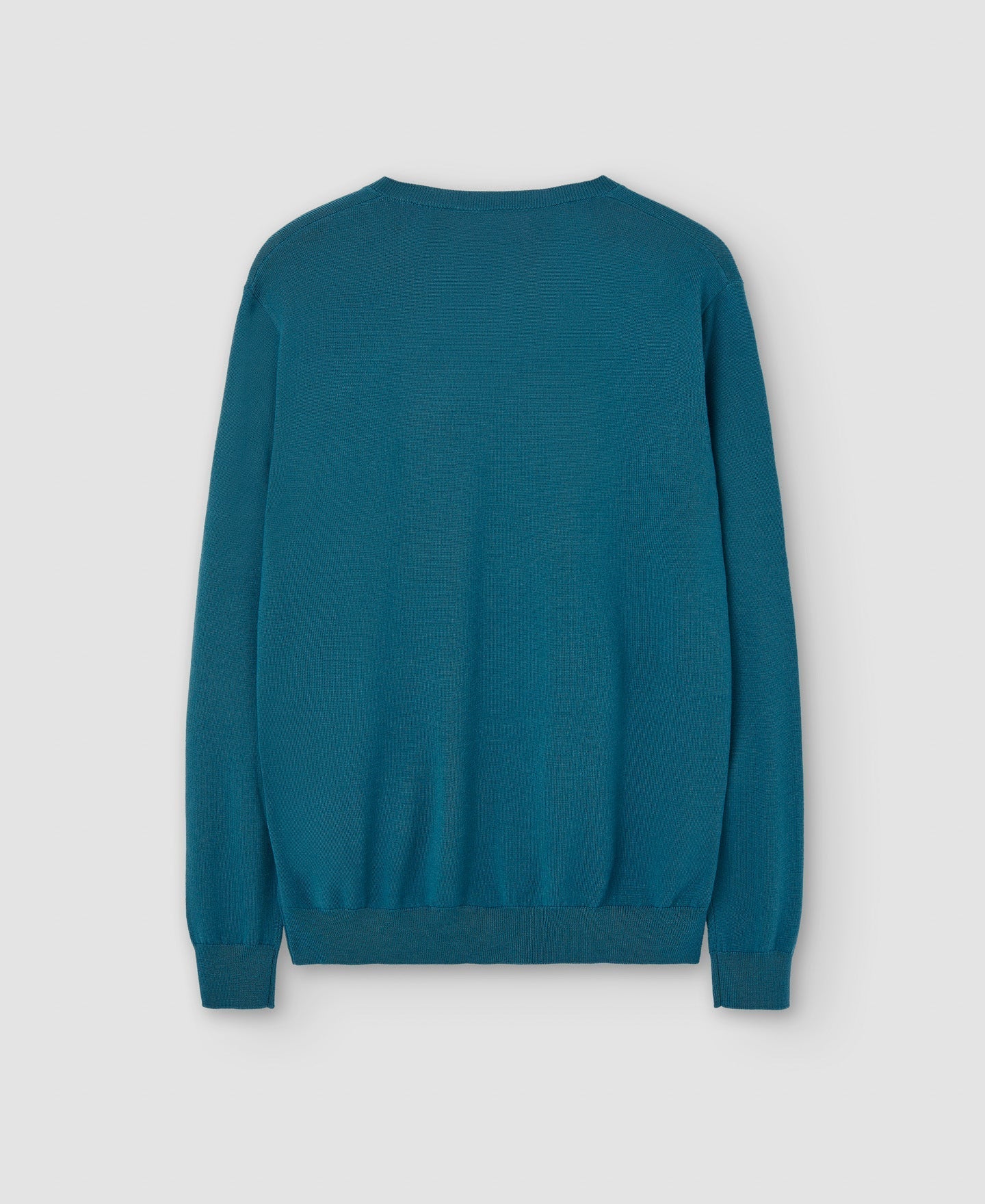 Men Jersey | Turquoise Merino Wool V-Neck Sweater by Spanish designer Adolfo Dominguez