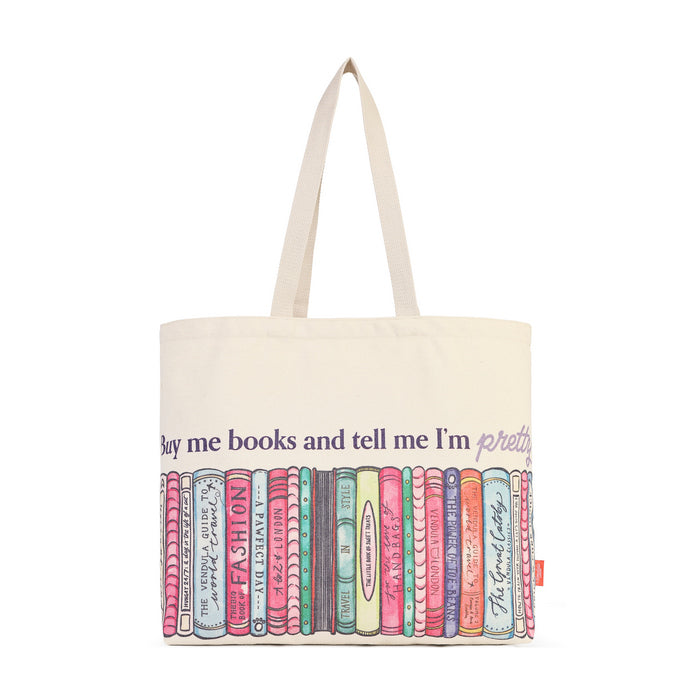 Vendula London Travelling Library Bookshop Canvas Tote Bag – front