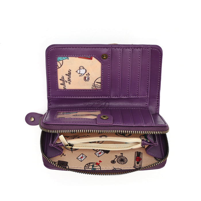 Vendula London Travelling Library Bookshop Medium Ziparound Wallet – front