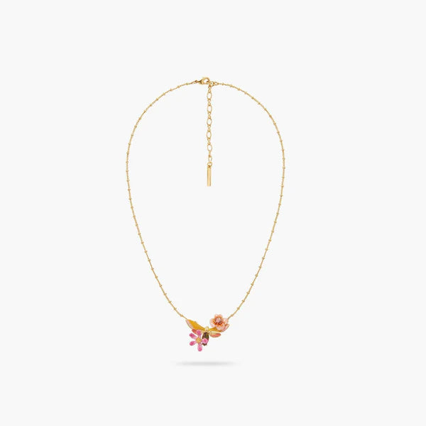 Vine Butterfly And Flower Pendant Necklace | aqvt3041