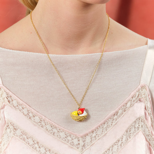 Walnut Shell And Young Gnome Pendant Necklace | ascp3021