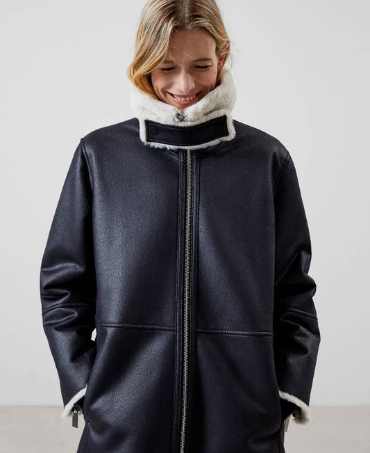 Women Ecoleather | White And Black Leather Textured Jacket by Spanish designer Adolfo Dominguez