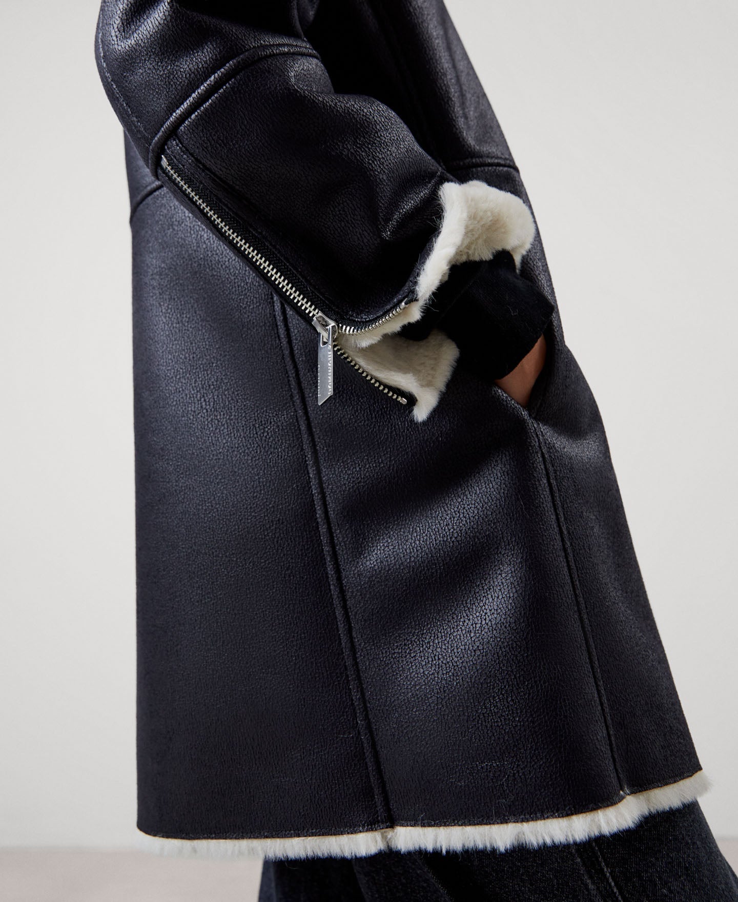 Women Ecoleather | White And Black Leather Textured Jacket by Spanish designer Adolfo Dominguez