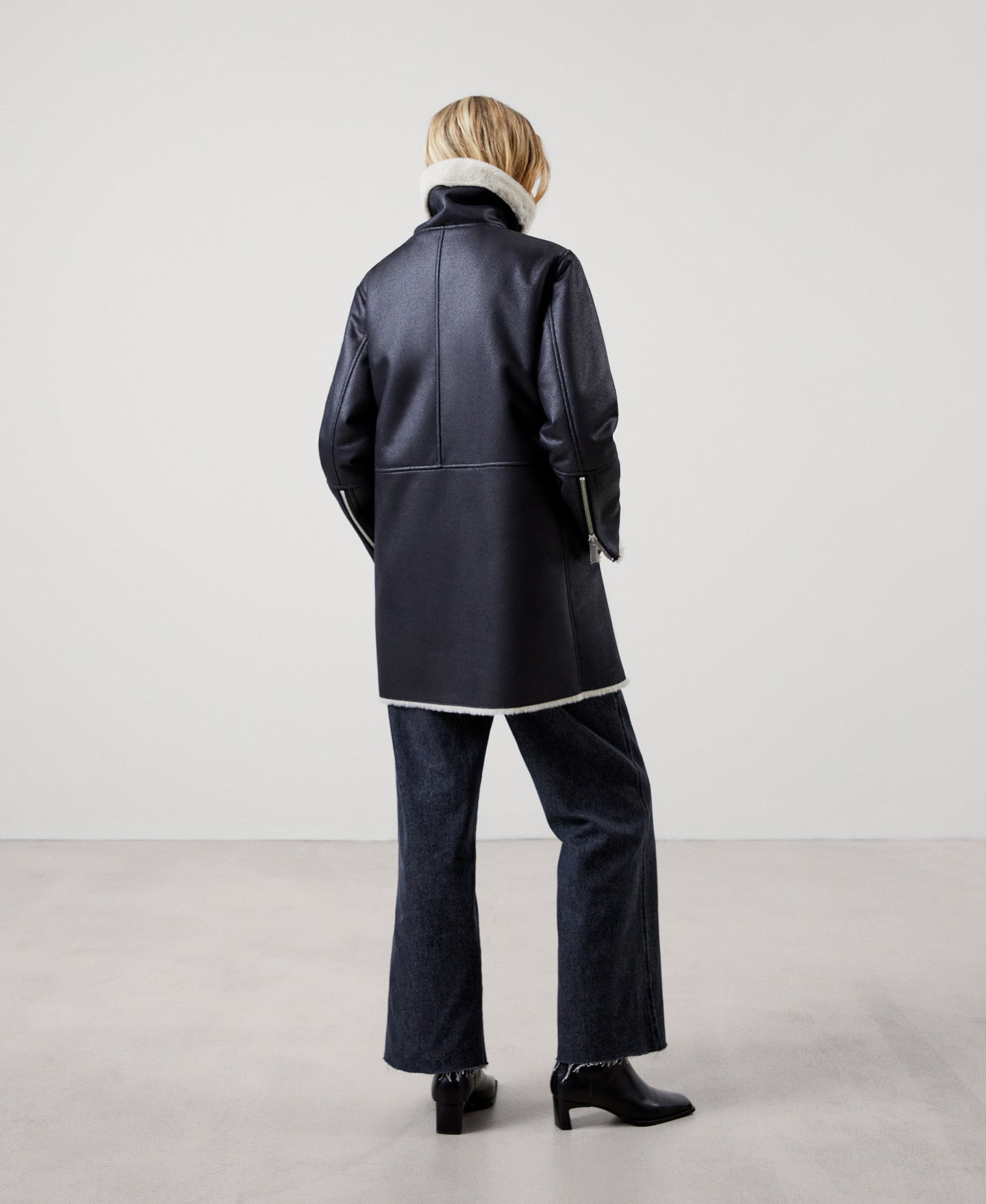 Women Ecoleather | White And Black Leather Textured Jacket by Spanish designer Adolfo Dominguez
