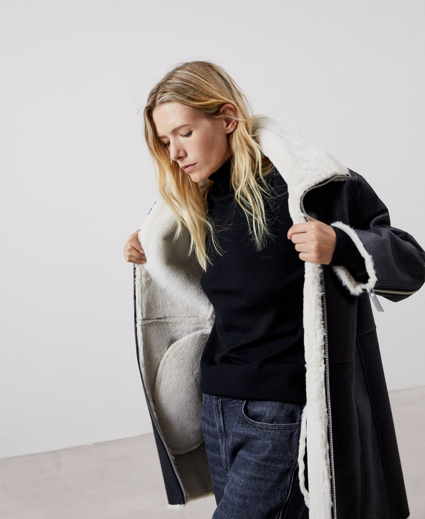 Women Ecoleather | White And Black Leather Textured Jacket by Spanish designer Adolfo Dominguez