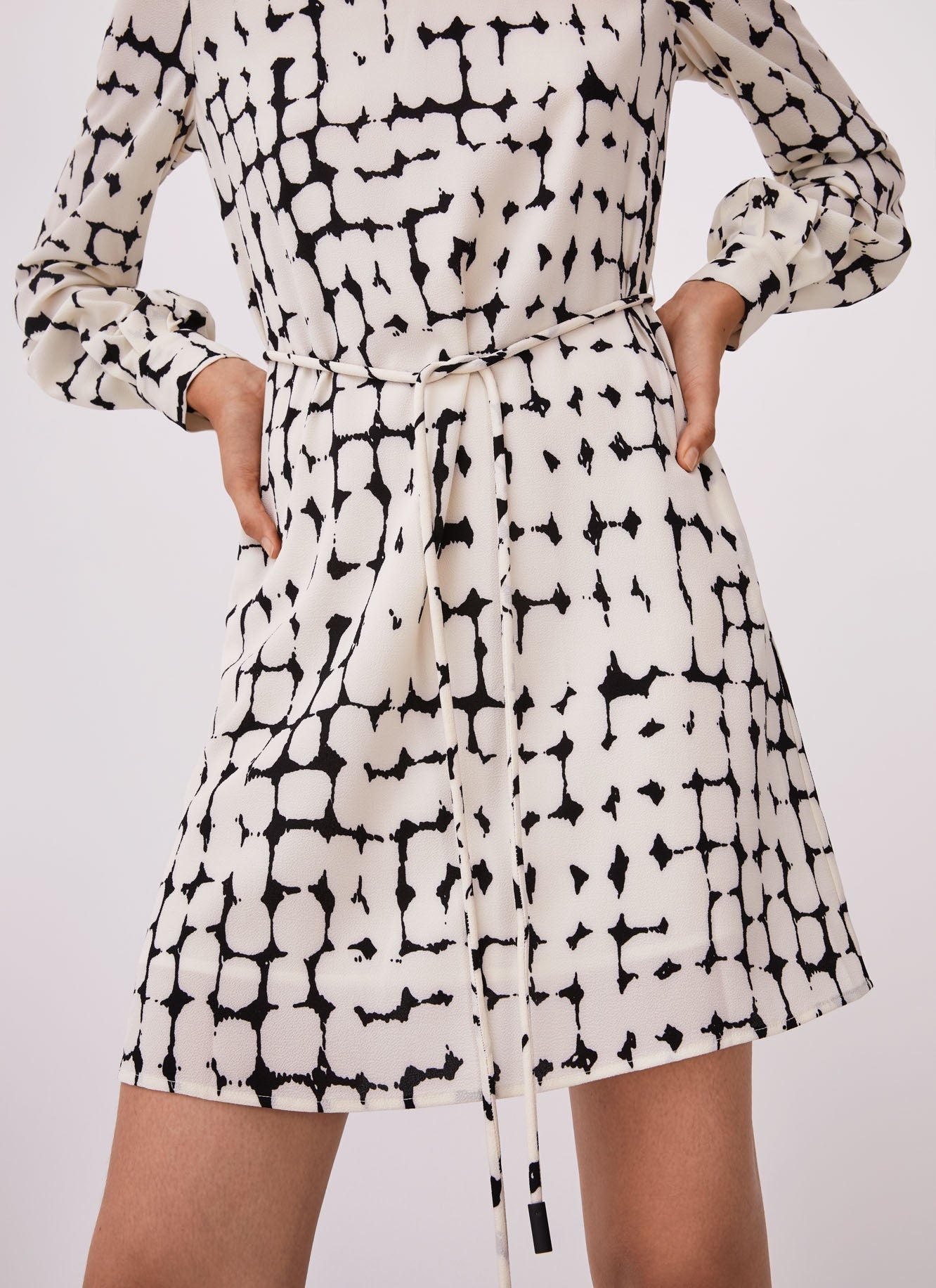 Women Dress | White And Black Mini Dress With Signature Print by Spanish designer Adolfo Dominguez