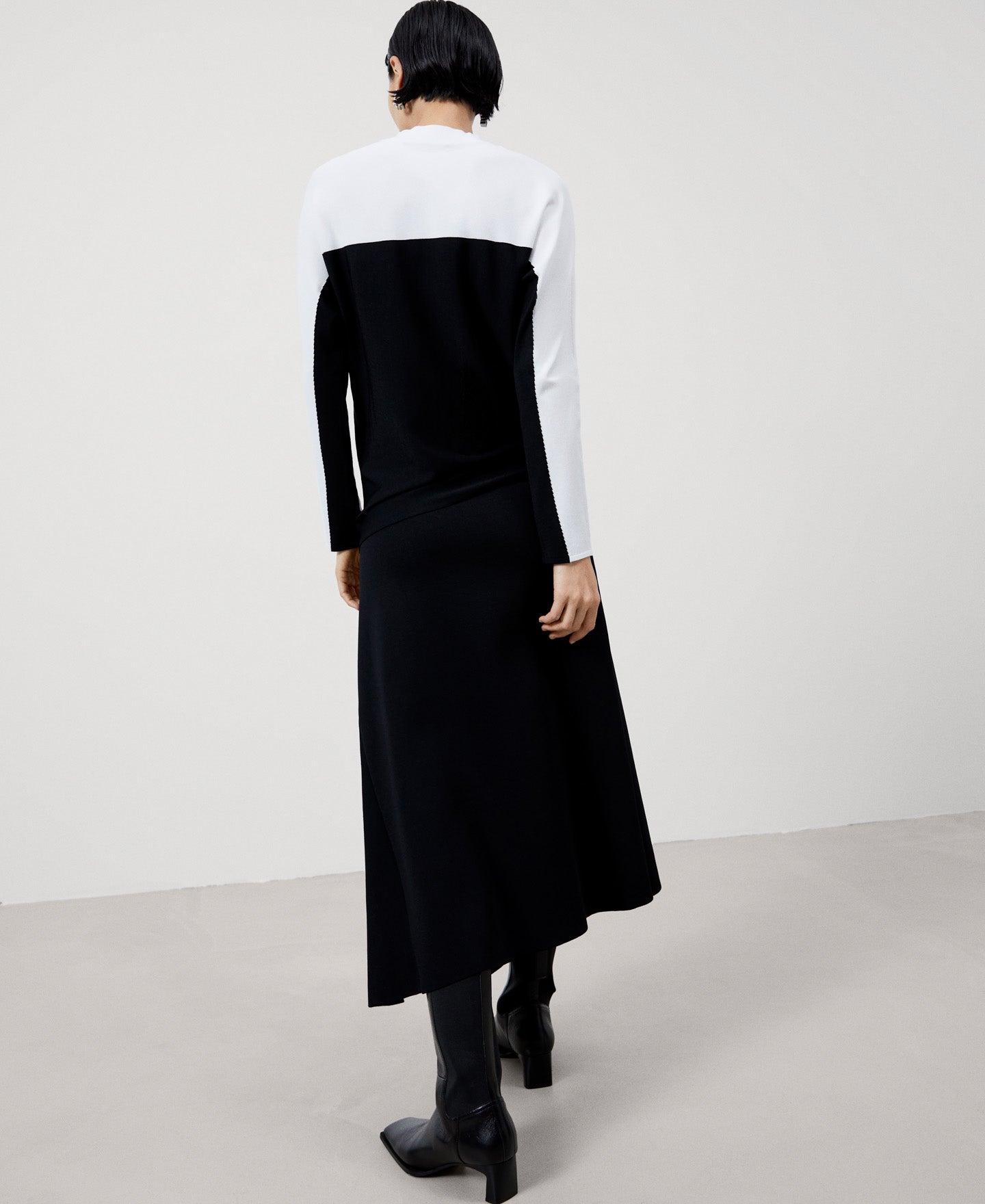 Women Jersey | White And Black Recycled Nylon Japanese Sleeve Sweater by Spanish designer Adolfo Dominguez