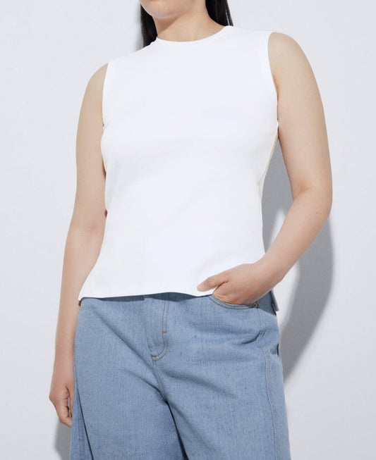Women T-Shirt (Short Sleeve) | White Cotton Crew Neck T-Shirt by Spanish designer Adolfo Dominguez