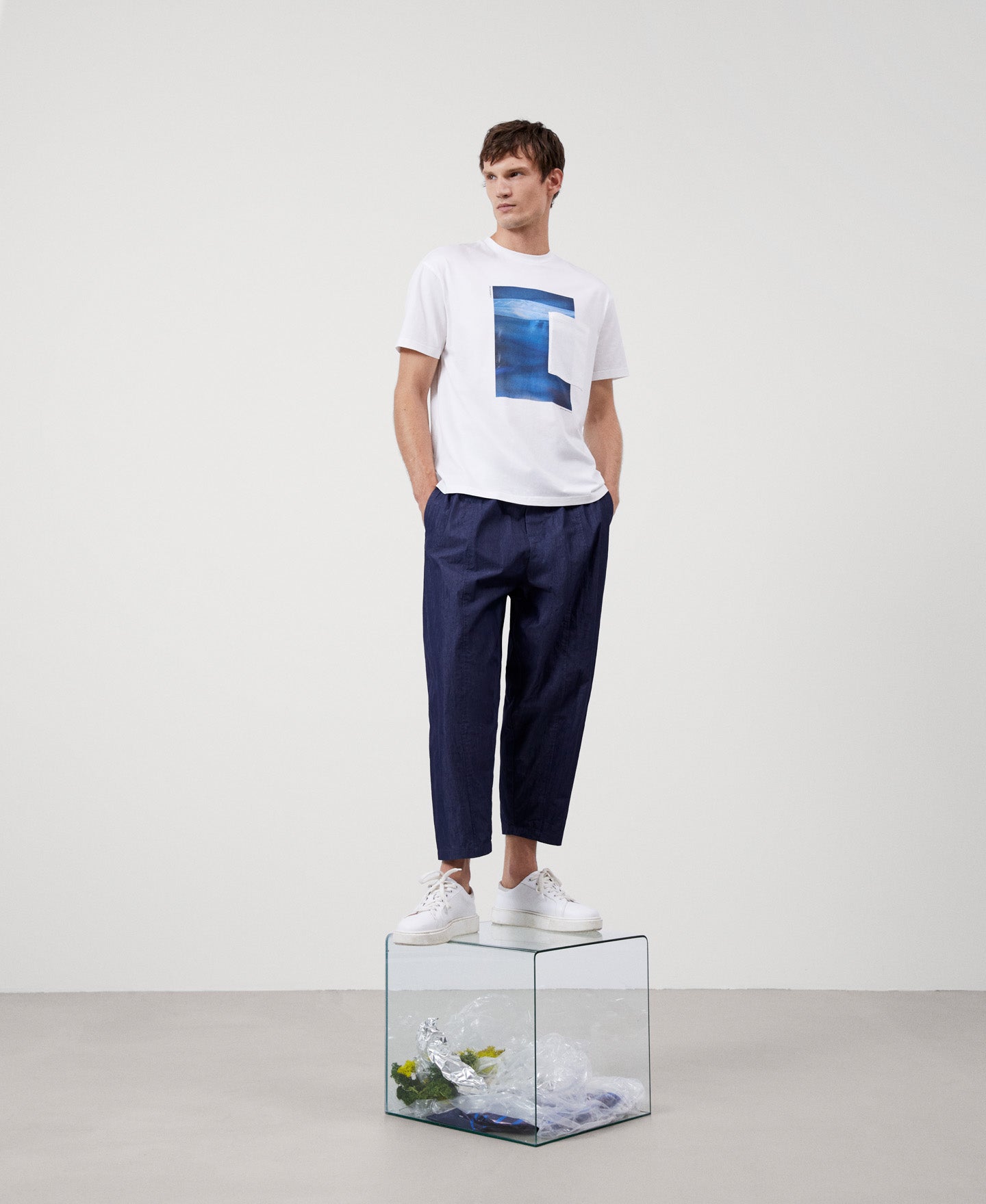 Men T-Shirt (Short Sleeve) | White Cotton T-Shirt by Spanish designer Adolfo Dominguez