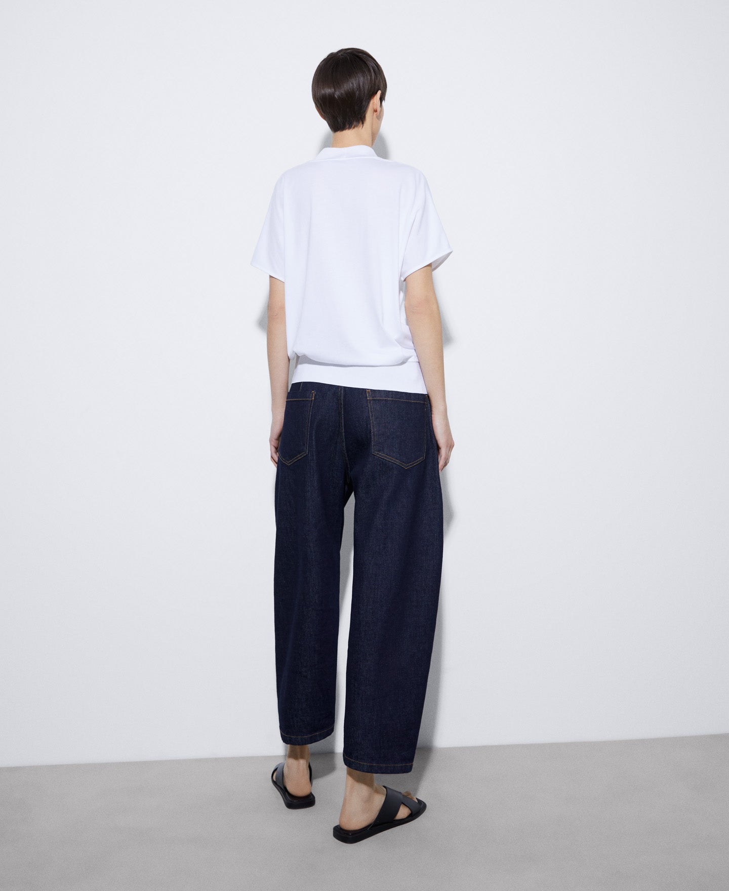 Women T-Shirt (Short Sleeve) | White Elasticated Waistband Viscose T-Shirt by Spanish designer Adolfo Dominguez