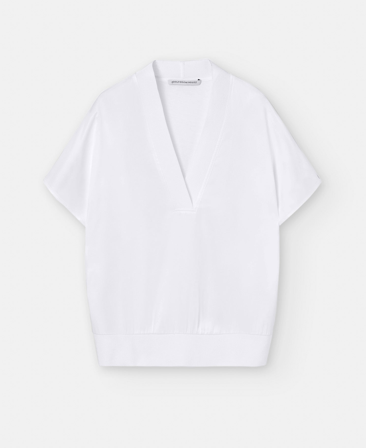 Women T-Shirt (Short Sleeve) | White Elasticated Waistband Viscose T-Shirt by Spanish designer Adolfo Dominguez