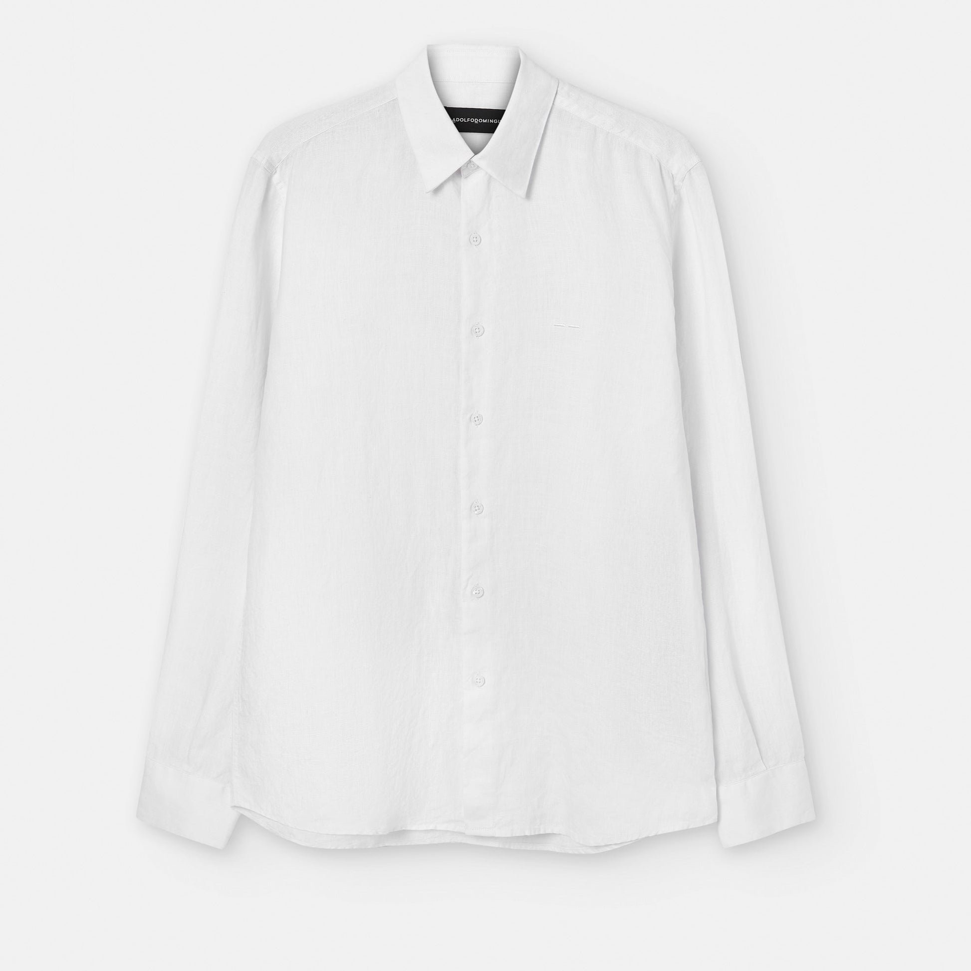 Men Shirt | White Linen Lapel Collar Shirt by Spanish designer Adolfo Dominguez