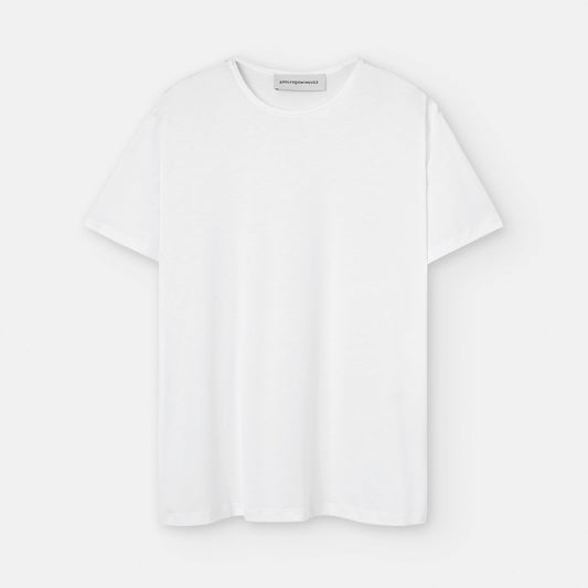 Men T-Shirt (Short Sleeve) | White Lyocell Crew Neck T-Shirt by Spanish designer Adolfo Dominguez