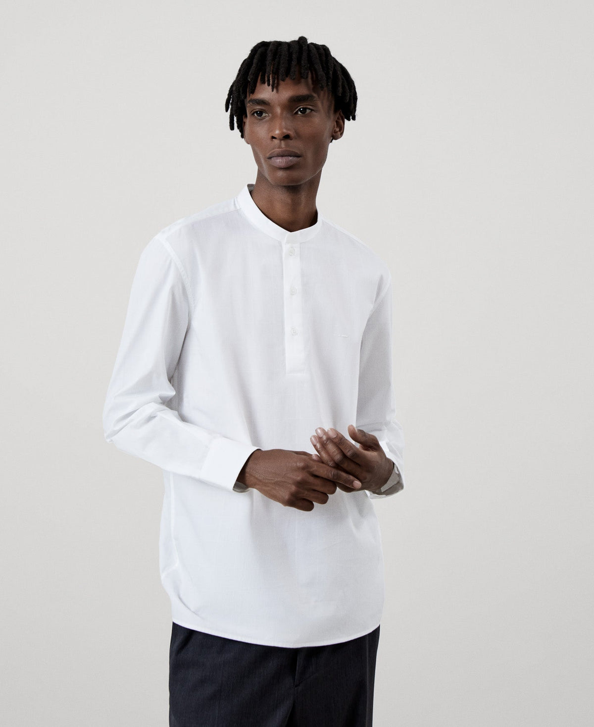 Men Shirt | White Organic Cotton Baker'S Shirt by Spanish designer Adolfo Dominguez