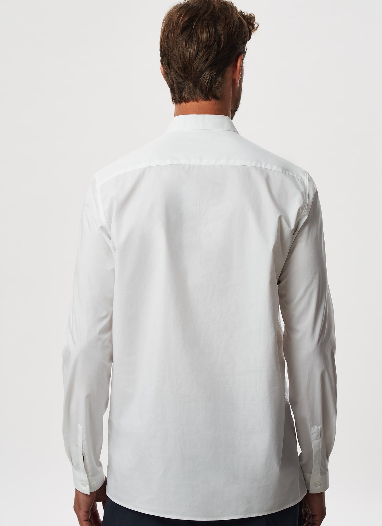 Men Shirt | White Organic Cotton Mandarin Collar Shirt by Spanish designer Adolfo Dominguez