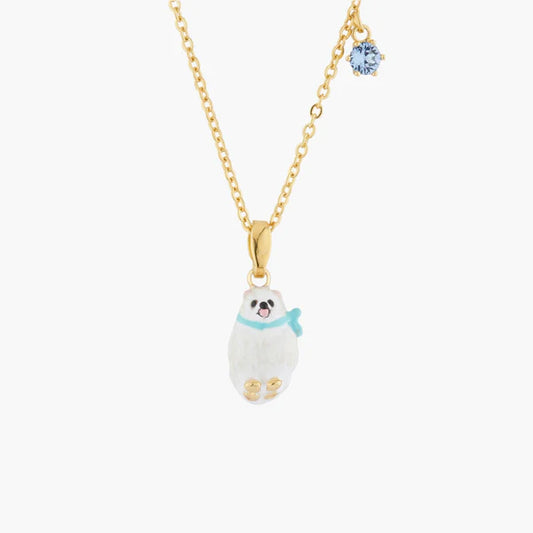 White Pomeranian Pendant Necklace | akla303