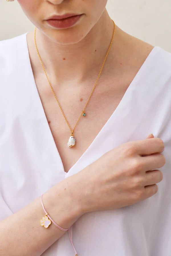 White Pomeranian Pendant Necklace | akla303