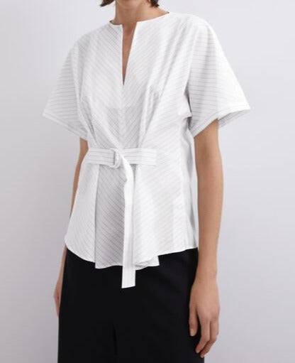 Women Shirt | White Print Organic Cotton Shirt by Spanish designer Adolfo Dominguez