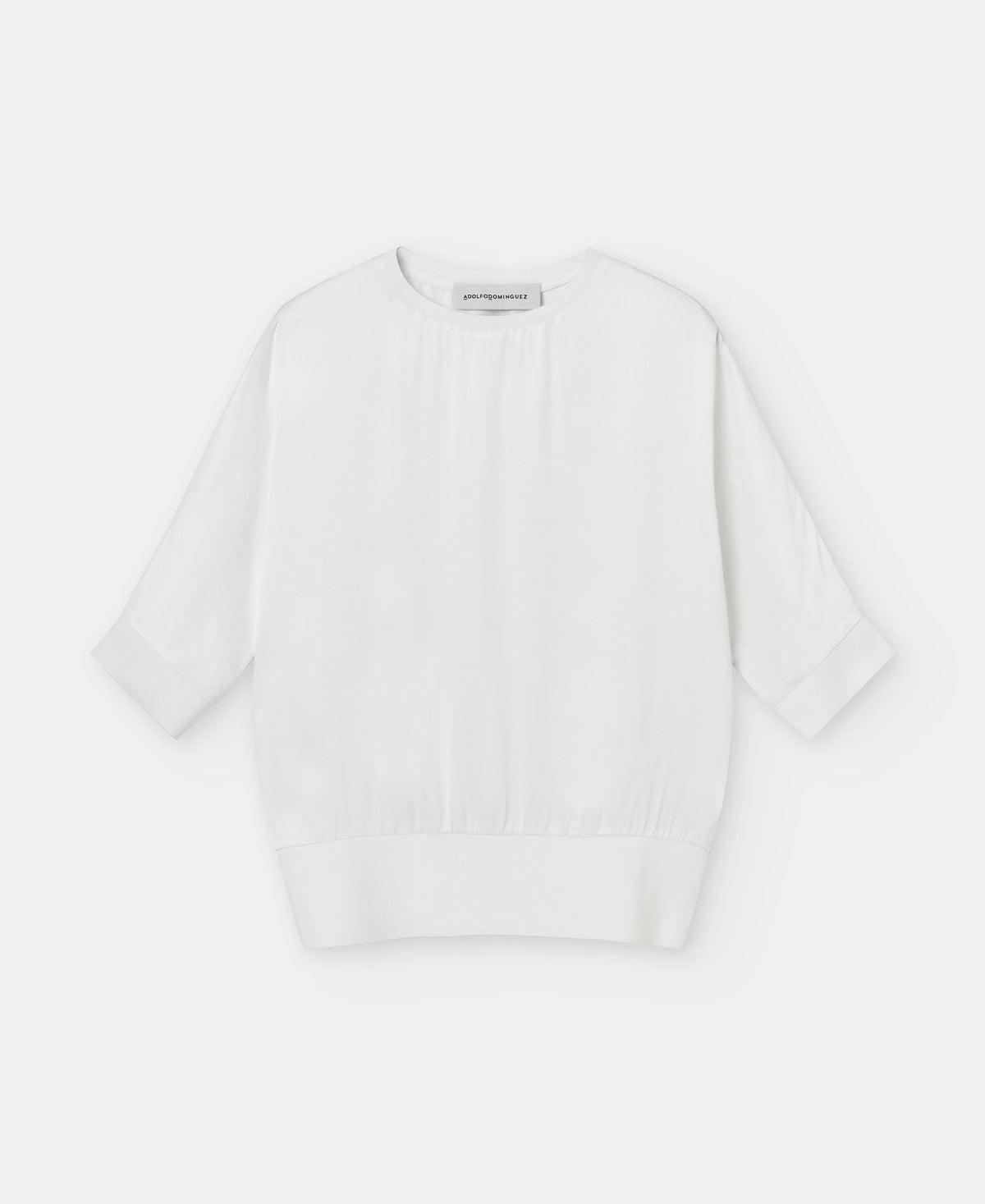 Women Short Sleeved Shirt | White Short Sleeve Viscose Blouse by Spanish designer Adolfo Dominguez