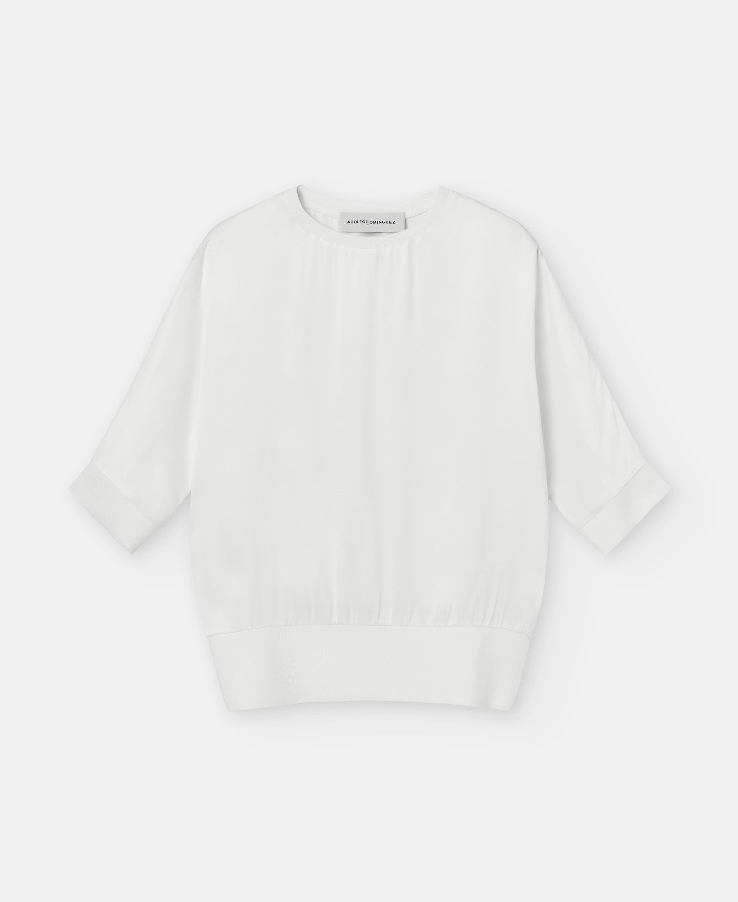 Women Short Sleeved Shirt | White Short Sleeve Viscose Blouse by Spanish designer Adolfo Dominguez