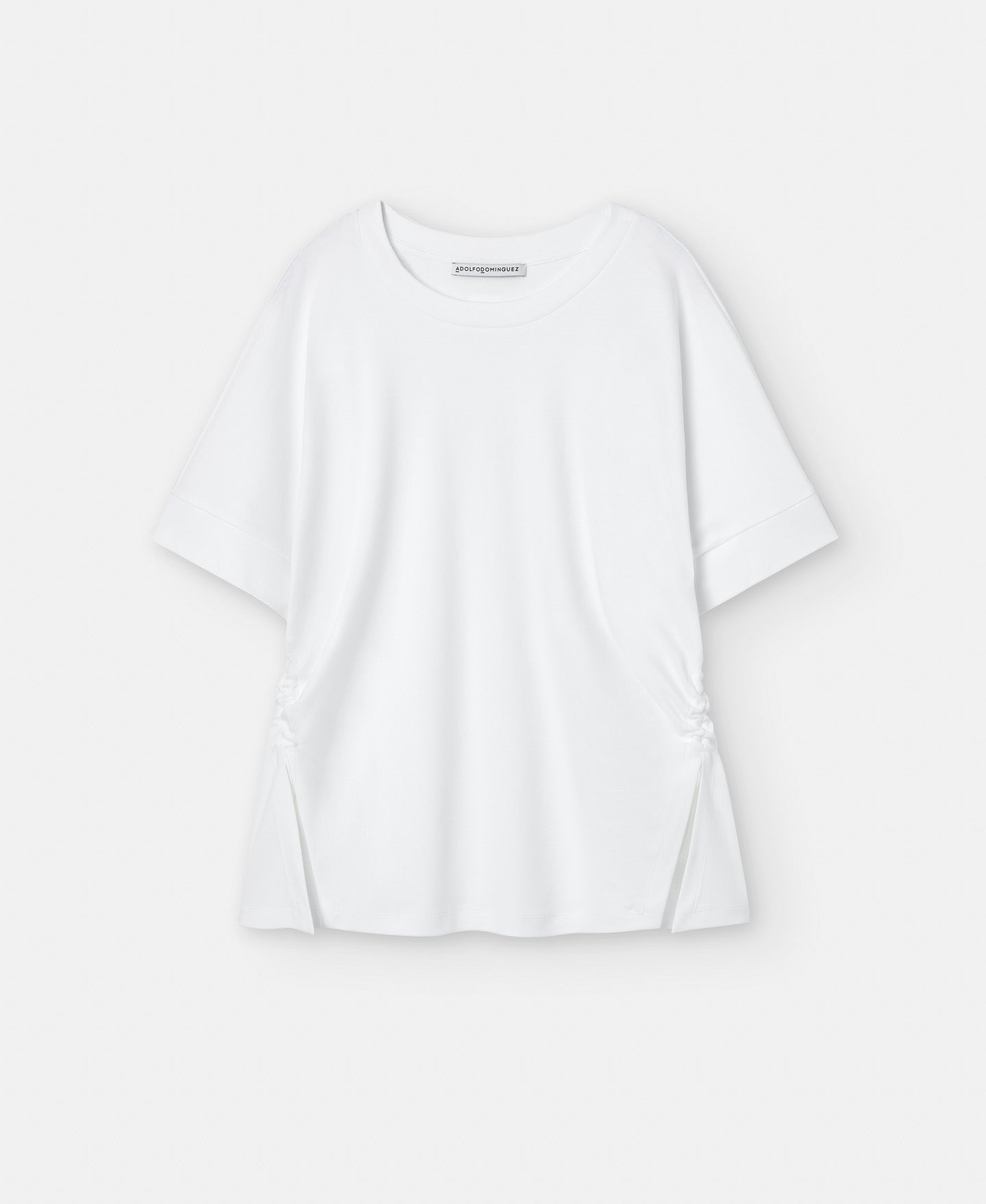Women T-Shirt (Short Sleeve) | White T-Shirt With Cotton Waistbands by Spanish designer Adolfo Dominguez