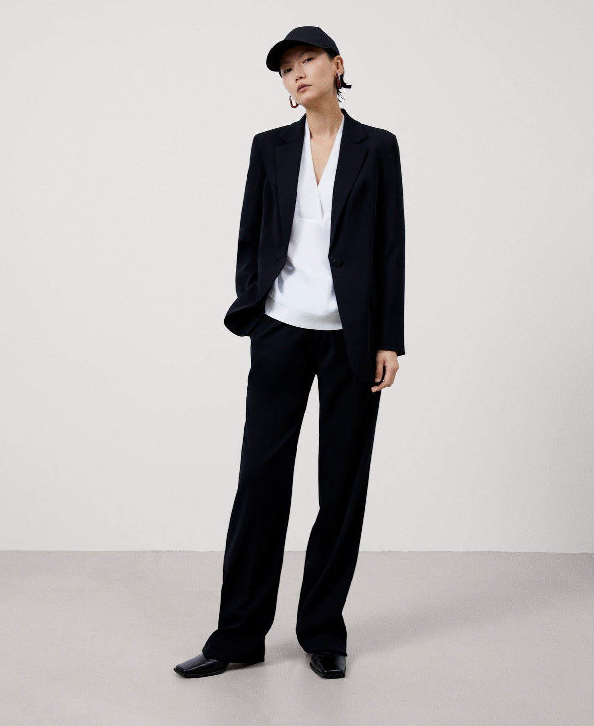Women Long-Sleeve T-Shirt | White Viscose V-Neckline Blouse by Spanish designer Adolfo Dominguez