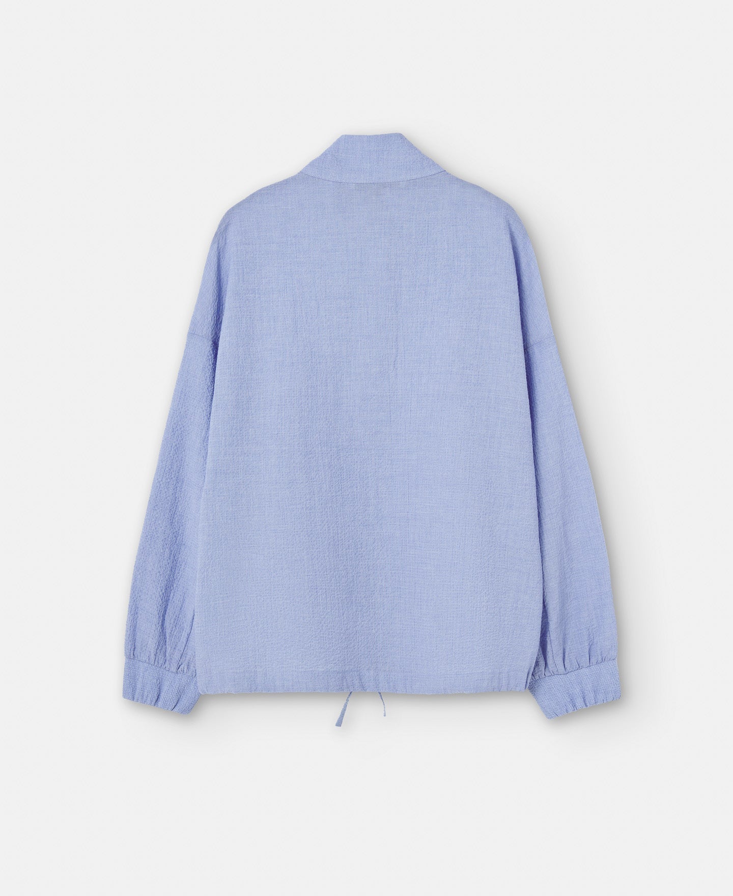 Women Structured Jacket | White/Blue Responsible Cotton Seersucker Sweatshirt by Spanish designer Adolfo Dominguez