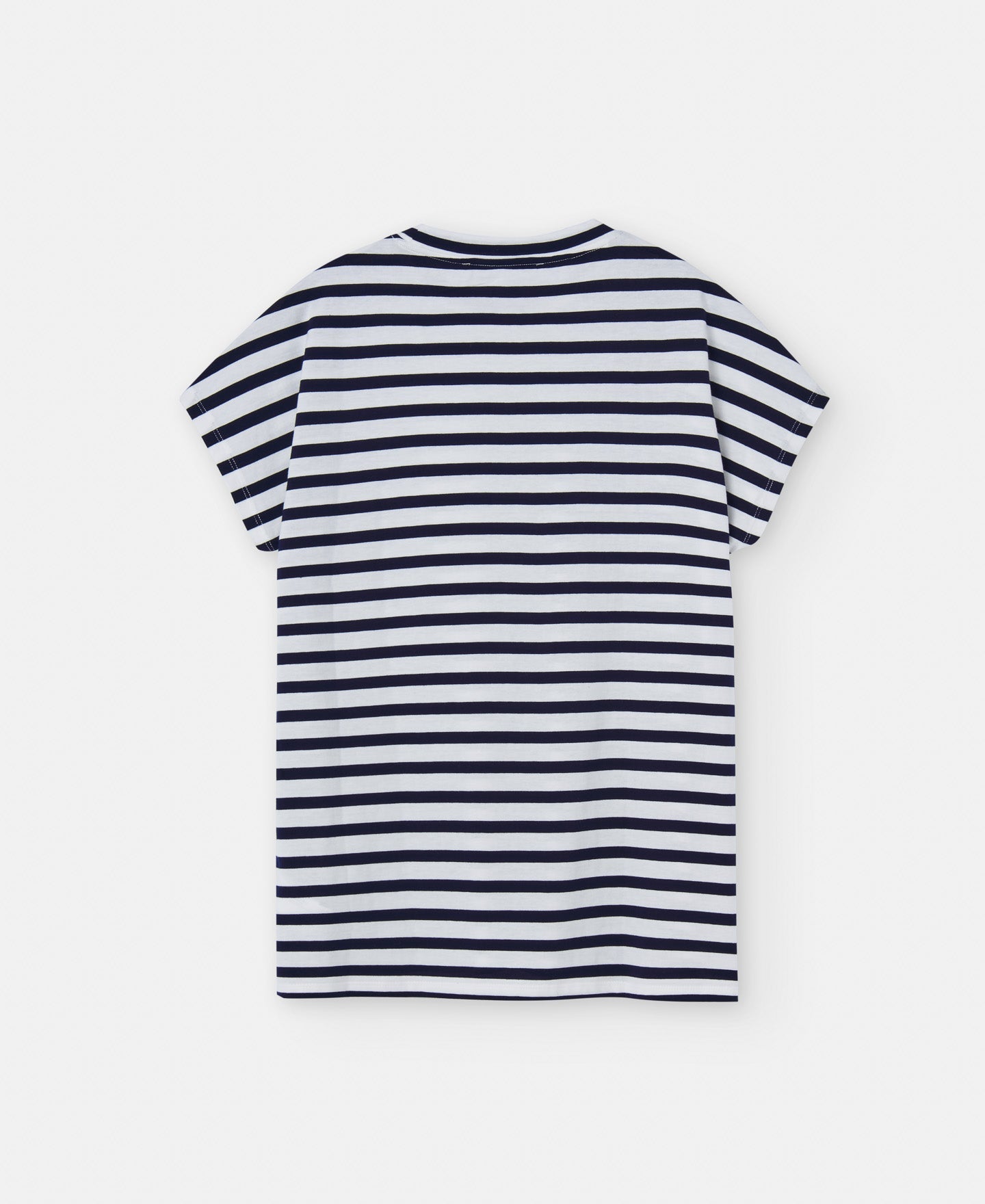 Women T-Shirt (Short Sleeve) | White/Blue Stripe Organic Cotton Crew Neck T-Shirt by Spanish designer Not specified