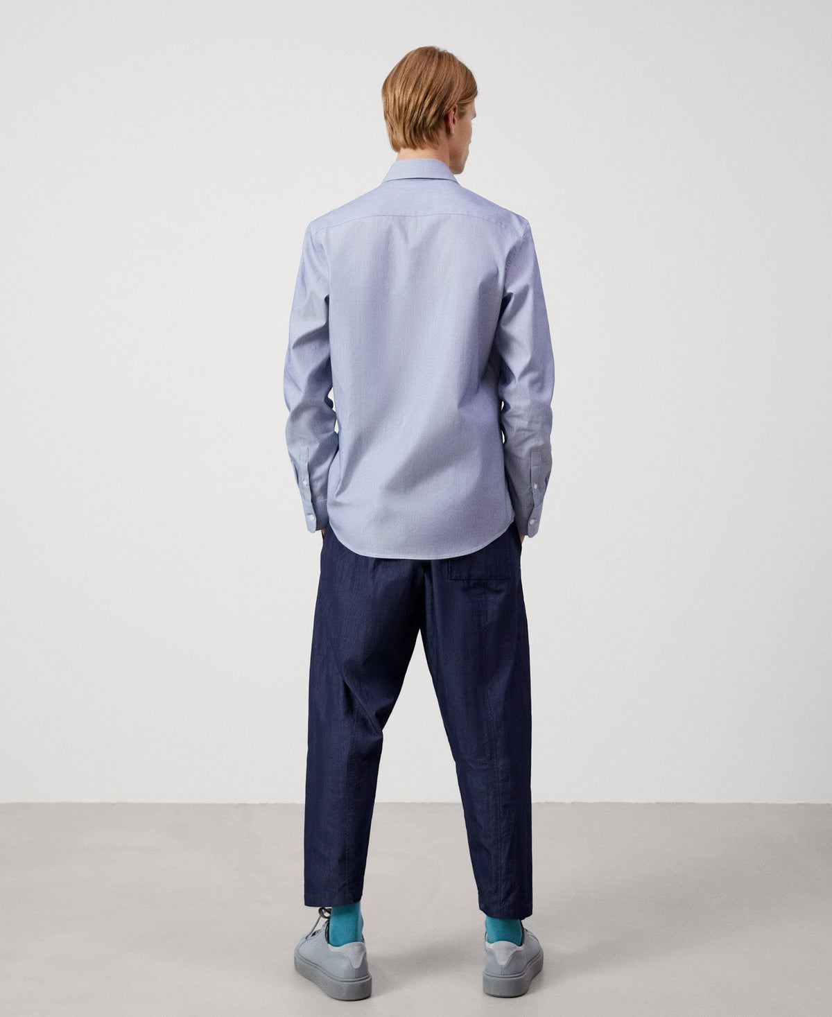 Men Shirt | White/Blue Stripe Striped Shirt by Spanish designer Adolfo Dominguez