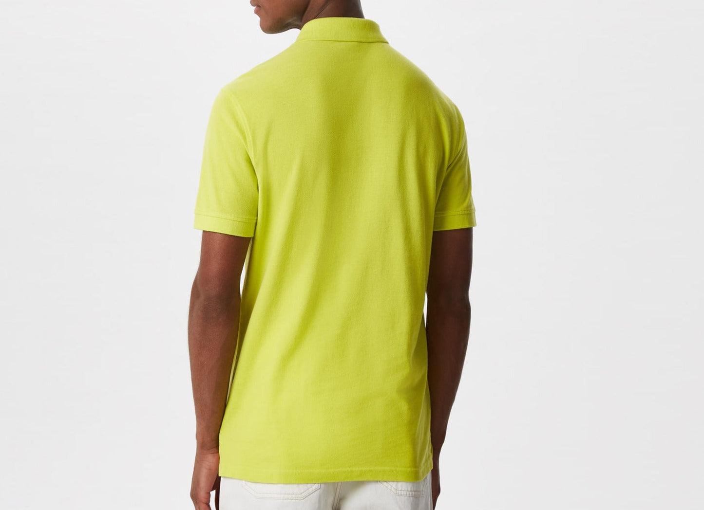 Men Polo | Yellow Cotton Pique Washed Polo Shirt by Spanish designer Adolfo Dominguez
