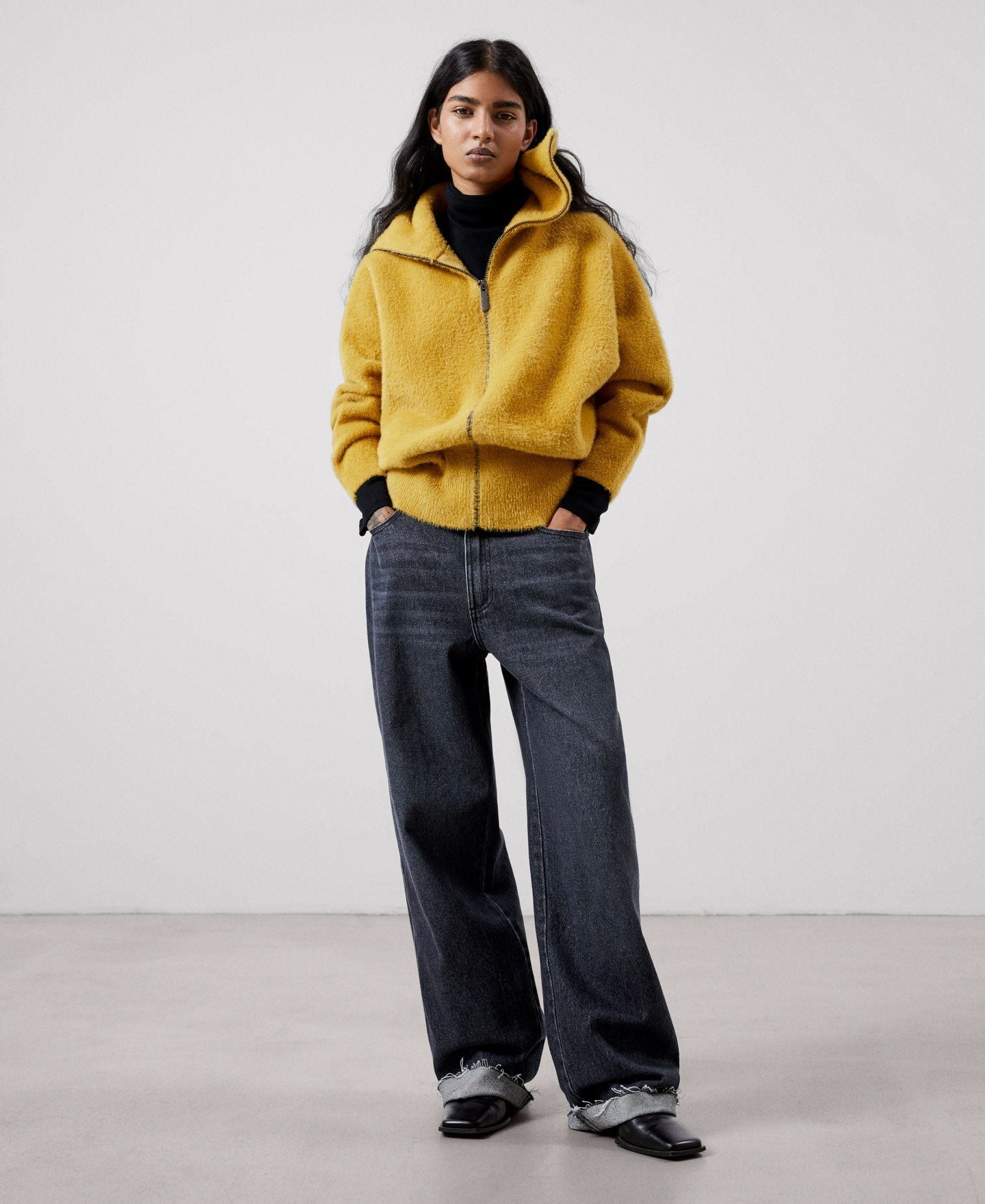 Women Knit Jacket | Yellow Jacket by Spanish designer Adolfo Dominguez