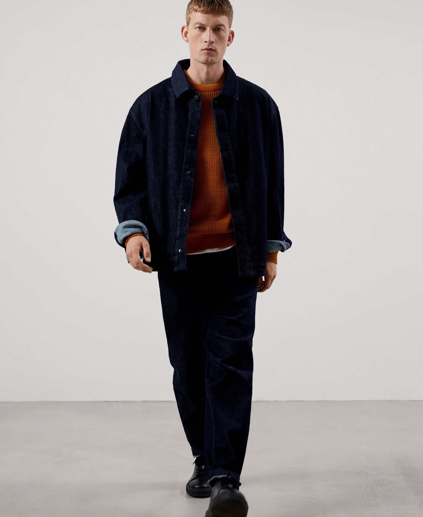 Men Jersey | Yellow Turmeric Mens Sweater by Spanish designer Adolfo Dominguez