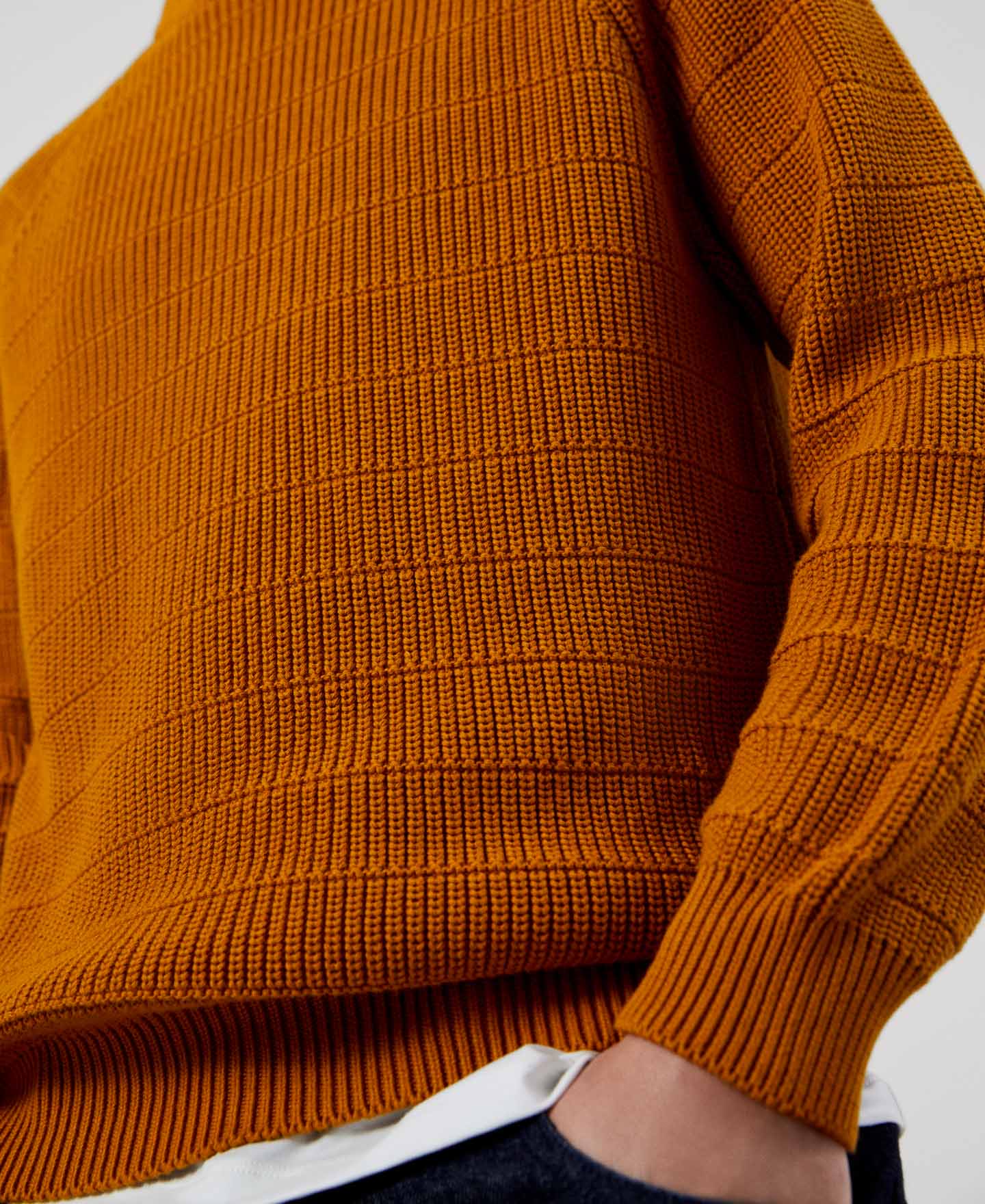 Men Jersey | Yellow Turmeric Mens Sweater by Spanish designer Adolfo Dominguez