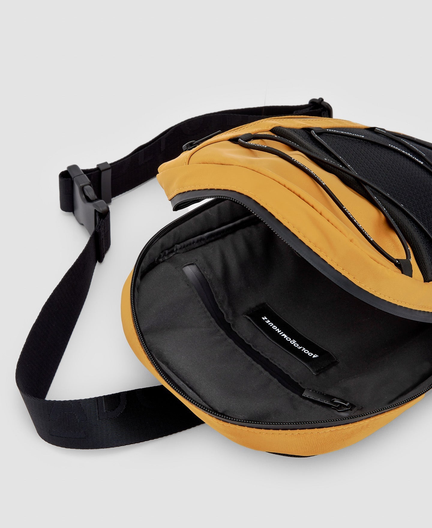 Men Bags | Yellow Turmeric Recycled Polyester Backpack Shoulder Bag by Spanish designer Adolfo Dominguez