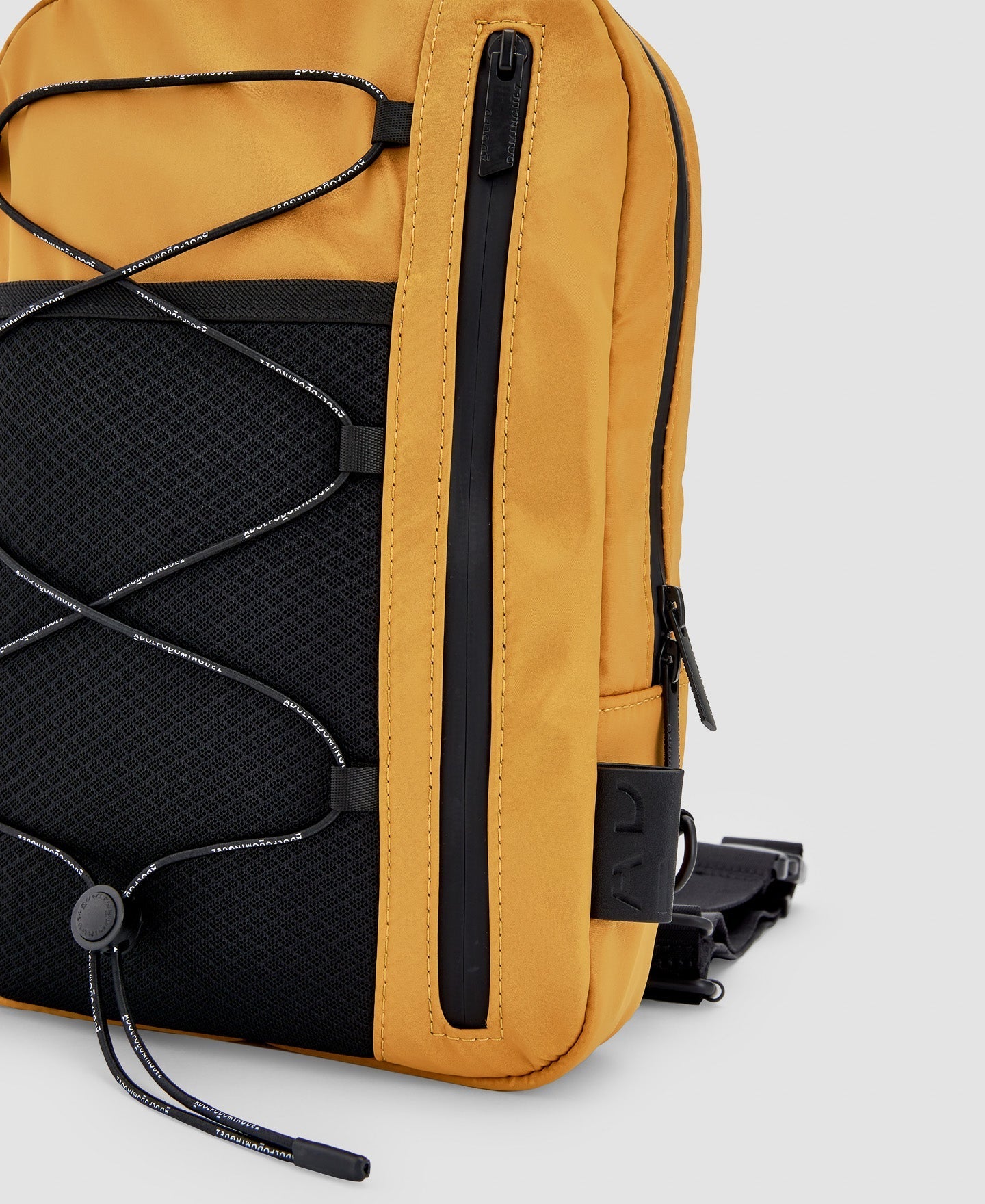 Men Bags | Yellow Turmeric Recycled Polyester Backpack Shoulder Bag by Spanish designer Adolfo Dominguez