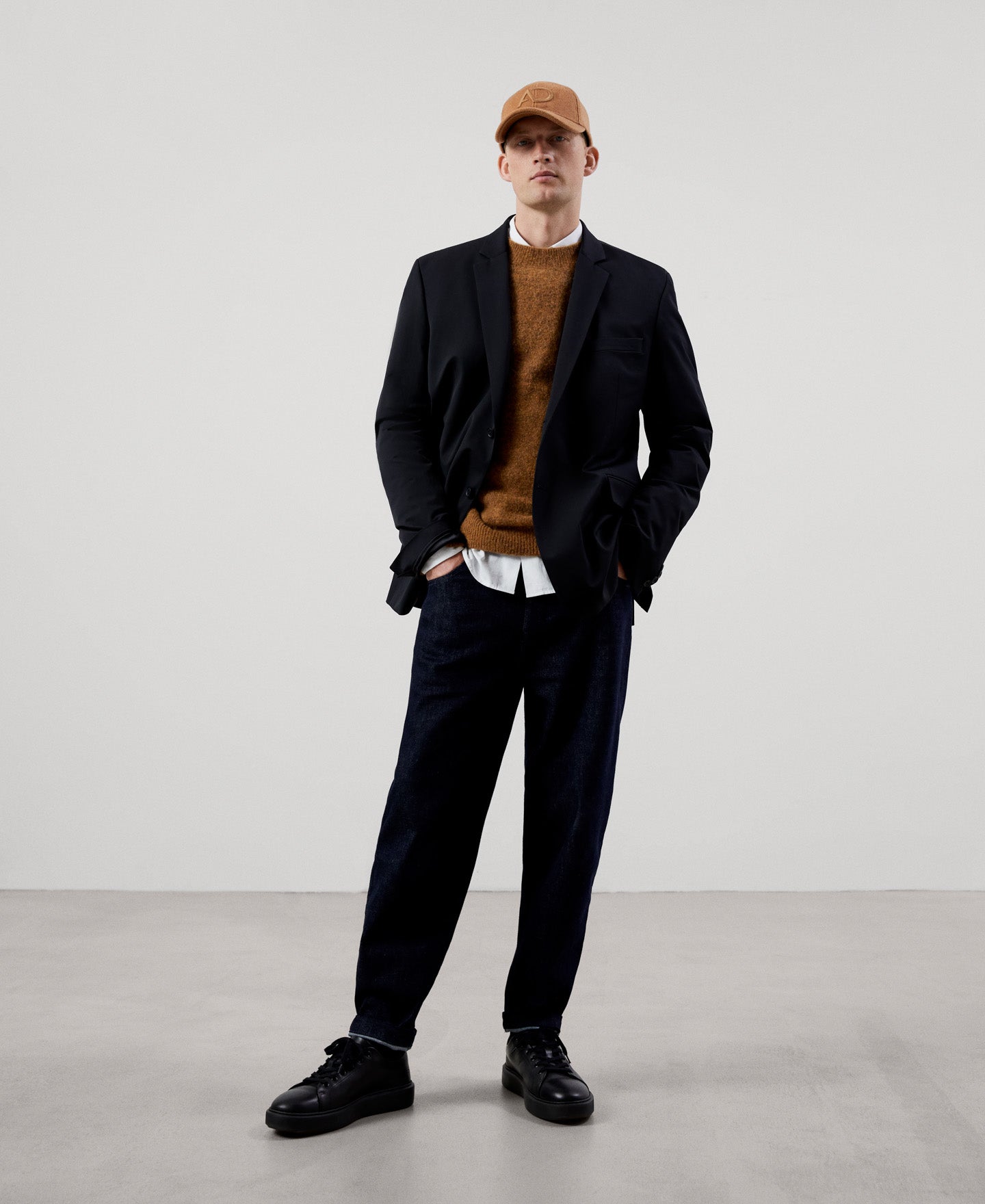 Men Jersey | Yellow Turmeric Sweater by Spanish designer Adolfo Dominguez