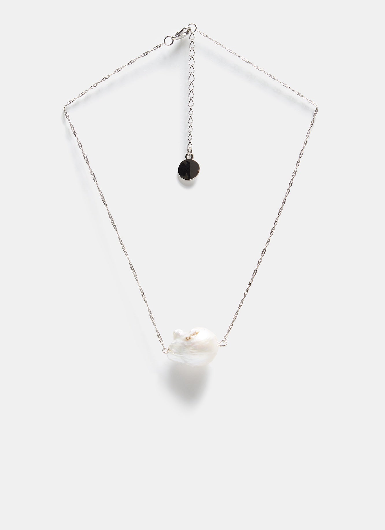 Silver Short Necklace With Natural Pearl